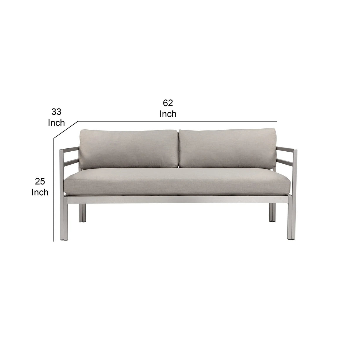 Gray Aluminum Frame Outdoor Sofa with Fabric Cushions A719295