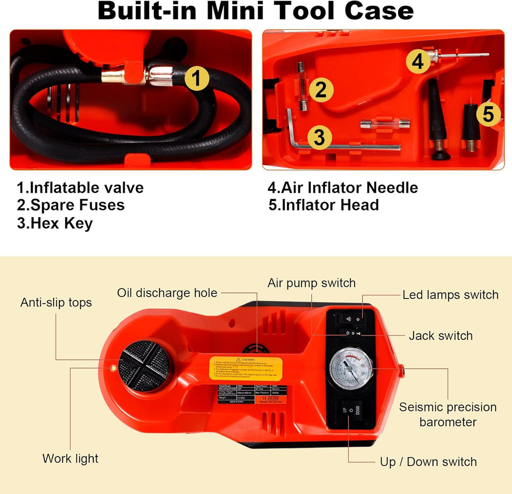 5 Ton Hydraulic Electric Car Jack with LED Light P5321
