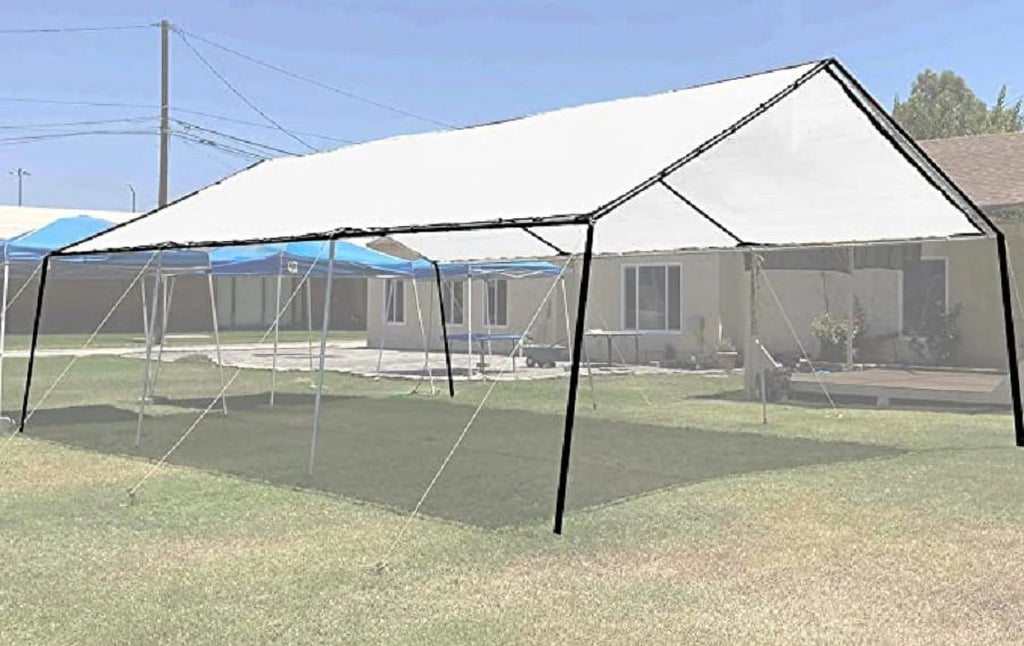 White Super Heavy Duty Mesh Tarp Sun Shade Awning and Fence Screen D332982