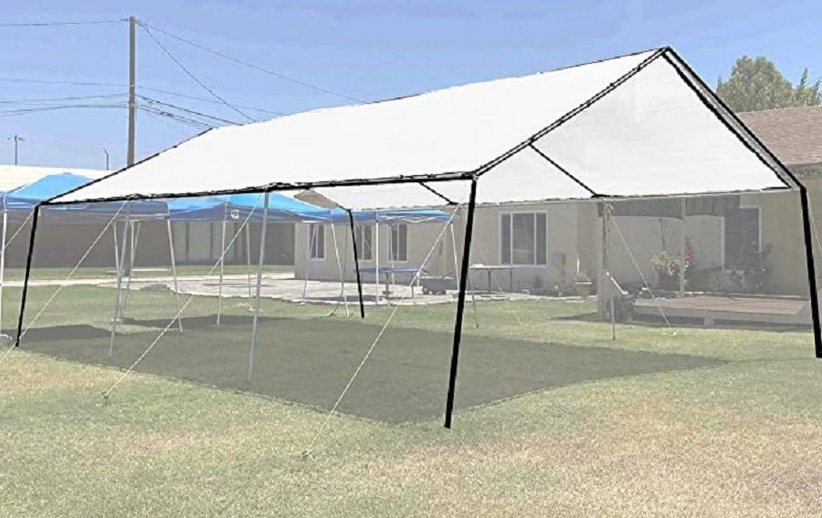 White Super Heavy Duty Mesh Tarp Sun Shade Awning and Fence Screen D332982