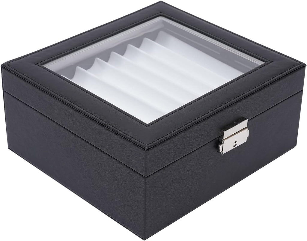 16 Slots Leather Pen Display Box Pen Collector Case with Transparent Window Pack of 2 M13509