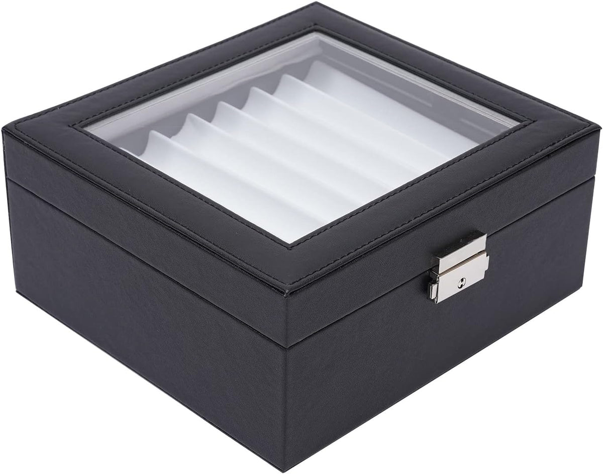 16 Slots Leather Pen Display Box Pen Collector Case with Transparent Window Pack of 2 M13509