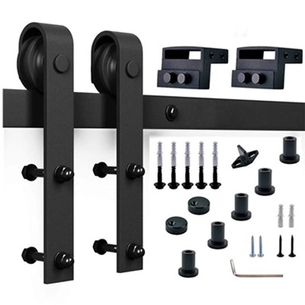 Red Oak Paneled Wood Barn Door with Installation Hardware Kit J246