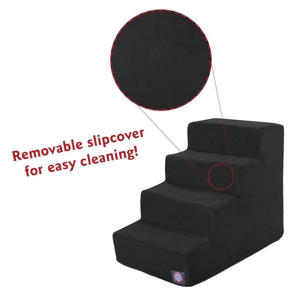 Black Velvet Suede Pet Stairs W15007