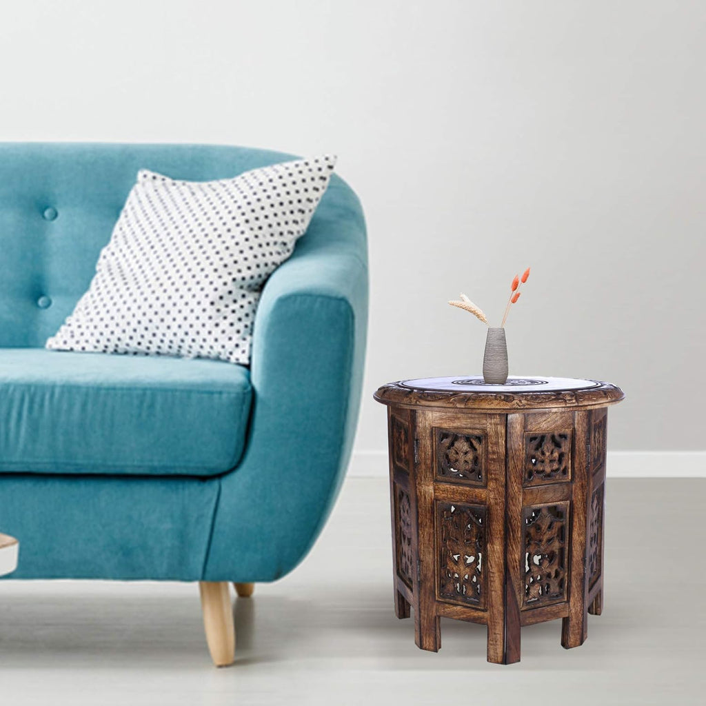 Burnt Wood Octagonal Accent Table V918674