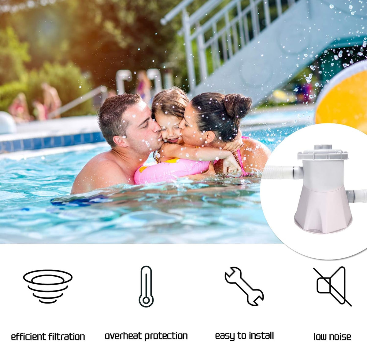 Cartridge Filter Pump for Above Ground Pool, 300 GPH 110V, Pack of 2 N629