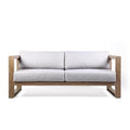 Eucalyptus Wood Patio Sofa in Teak & Light Gray G217108