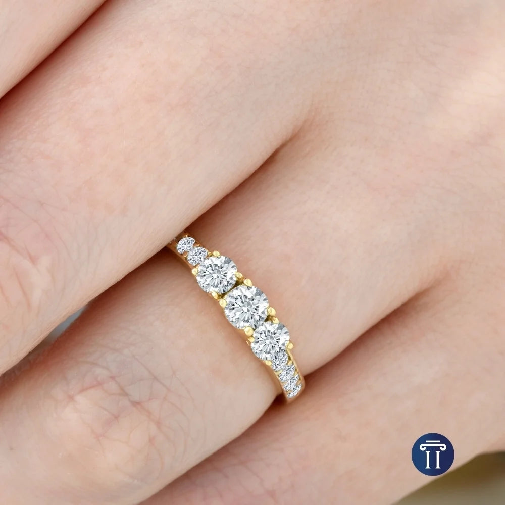 1 Ct 3-Stone Diamond Engagement Ring 10K Yellow Gold D144296