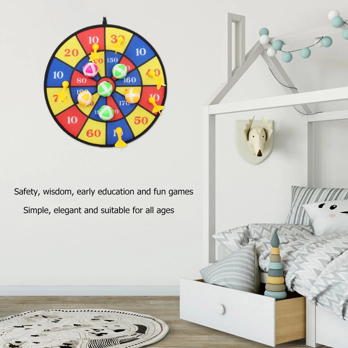 Flocking Dart Board with 4pcs Darts Dartboard Set O66383