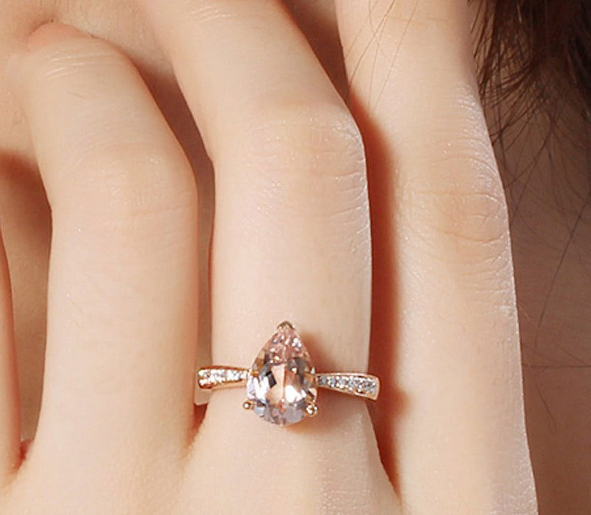 1.50 Carat Morganite and Diamond Halo Engagement Ring in Rose Gold G229