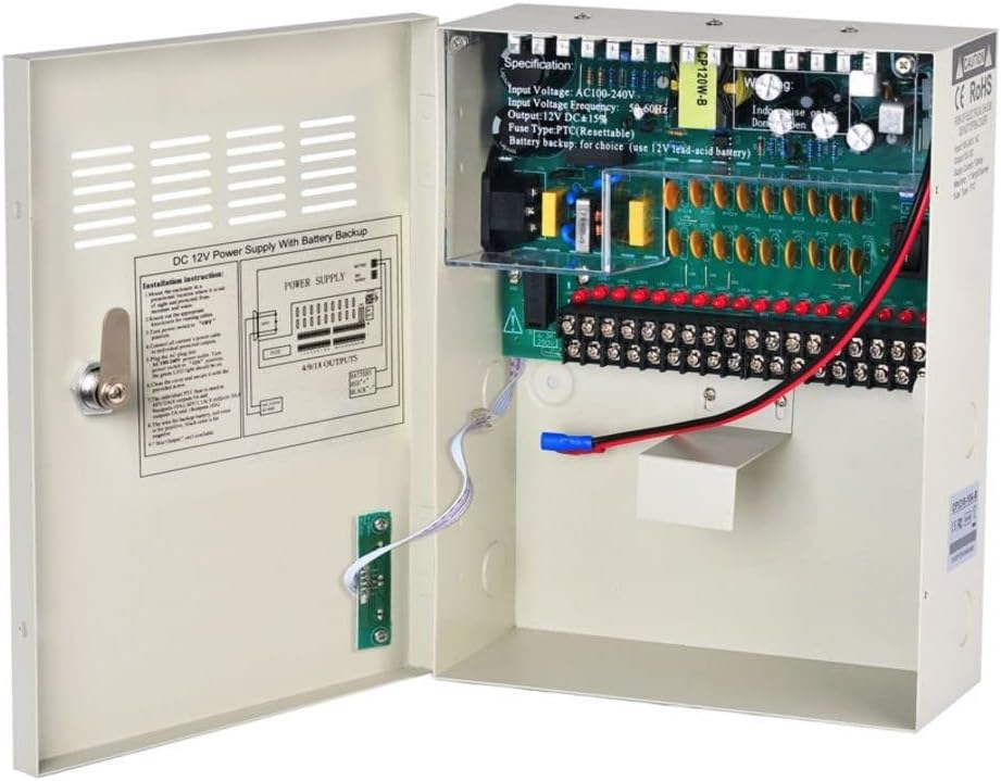 18 Channel 12V 10Amp DC Metal Boxed Cabinet Regulated UPS Power Supply Unit Pack of 2 M512076