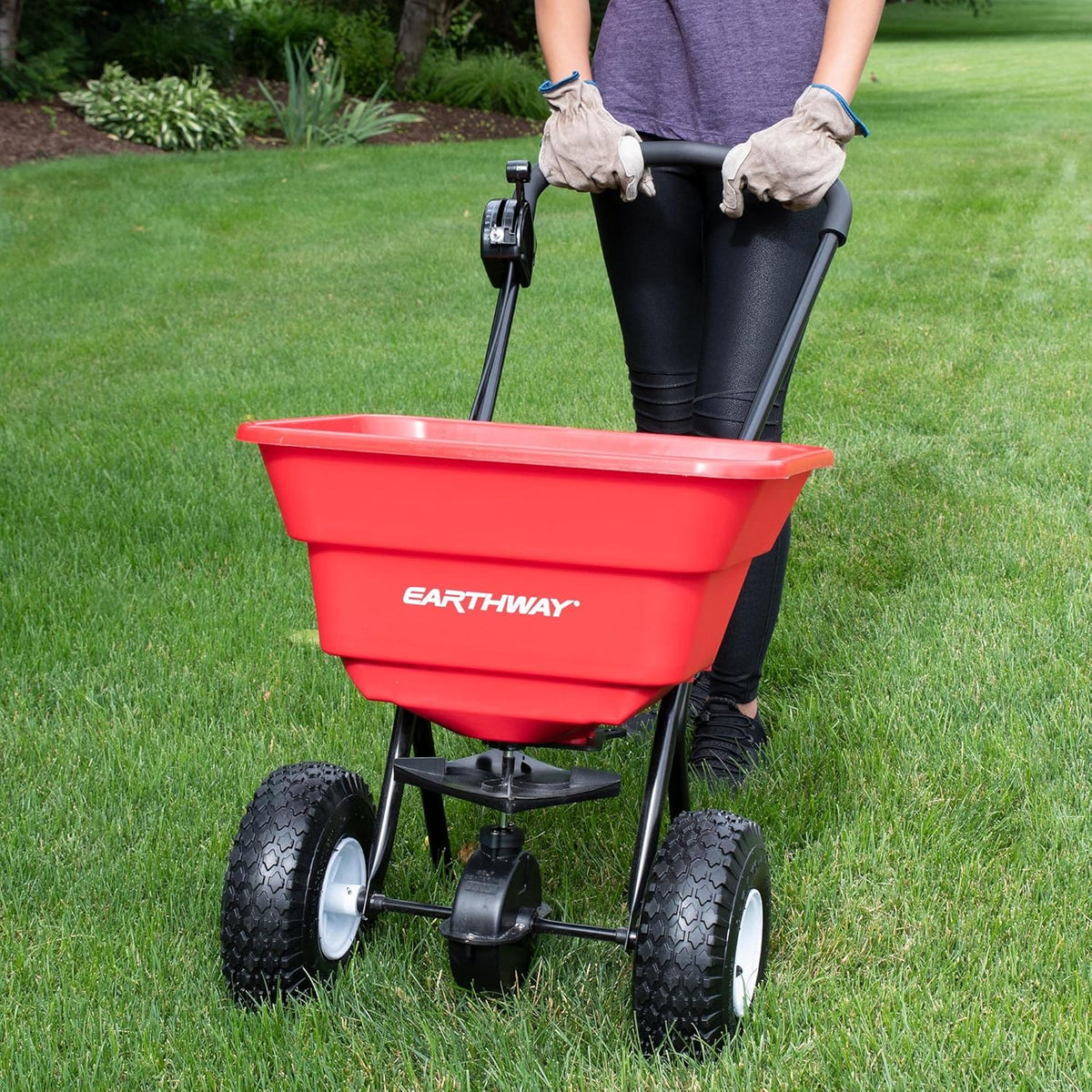 80 LBS Walk Behind Broadcast Spreader with Pneumatic Tires I668