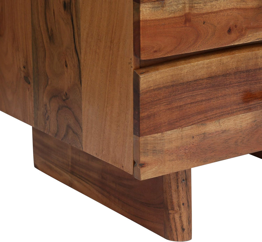 Dark Natural Acacia Wood 3 Drawer Nightstand Z76052