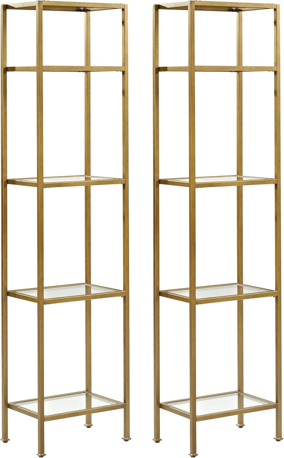 Gold and Glass Narrow Etagere Bookcase L289