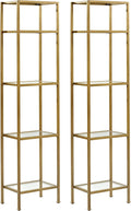 Gold and Glass Narrow Etagere Bookcase L289