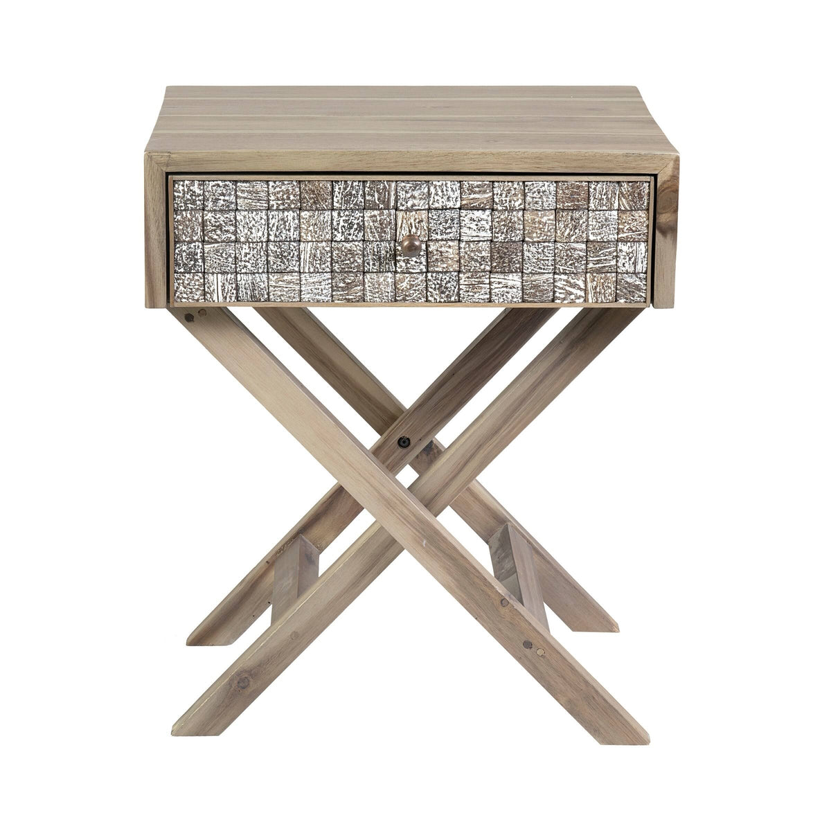 Grey Wash Acacia Side Table V60640