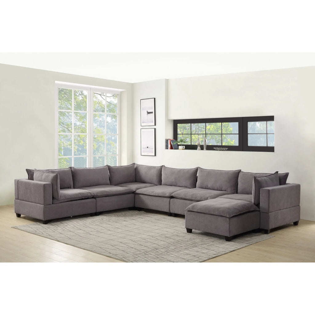 Light Gray 7-Piece Modular Sectional Sofa Chaise J32761