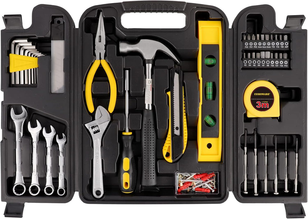 168 Piece Hand Tool Set with Plastic Toolbox Storage Case G28384