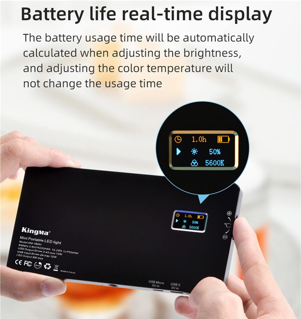 Portable Rechargeable LED Video Light Panel with LCD Display, Pack of 2 F46403