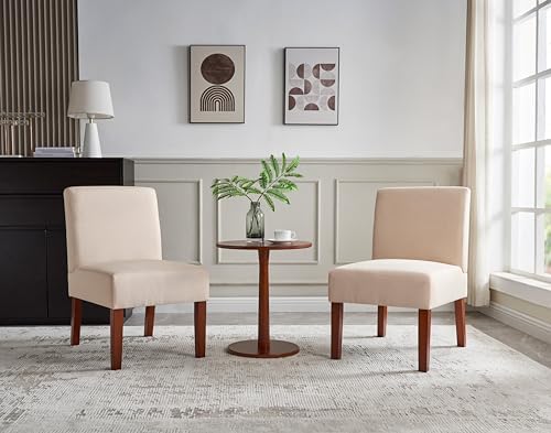 Beige Fabric Upholstered Accent Arm Chair with Wood C663680