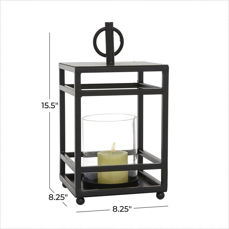 Black Iron Metal Candle Holder Lantern R452513