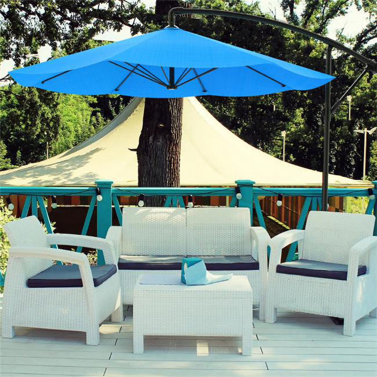 Brilliant Blue 10 ft. Cantilever Patio Umbrella F968059