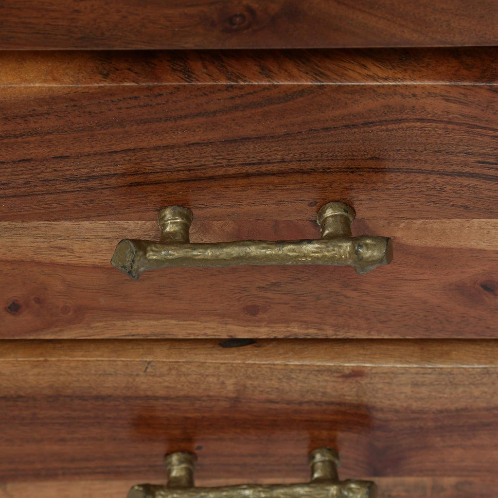 Dark Natural Acacia Wood 3 Drawer Nightstand Z76052