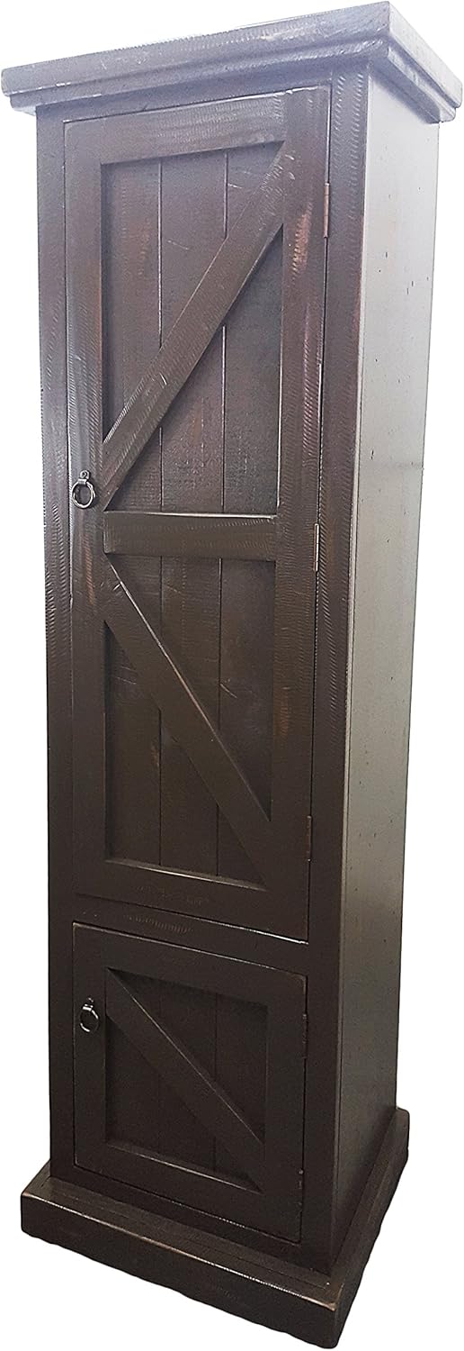 Rustic Antique Black Single Door Armoire S522