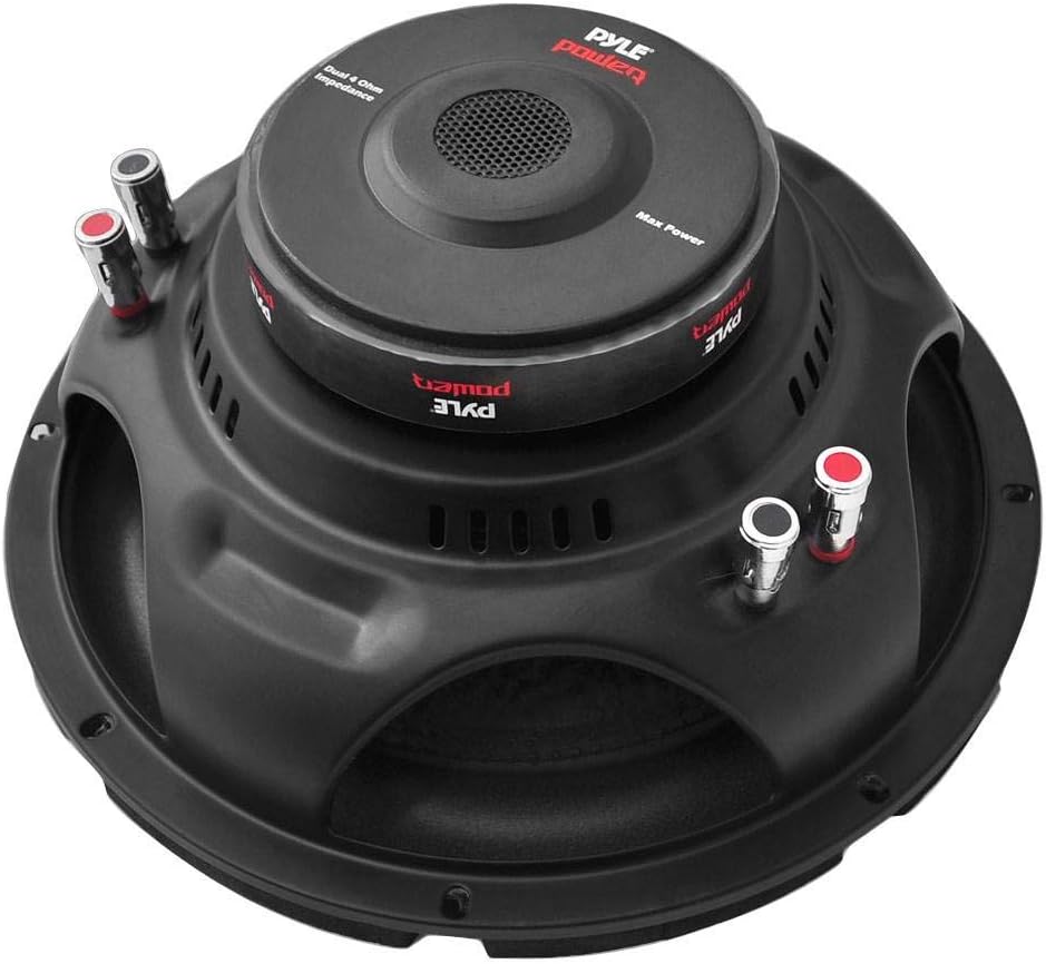 10 2000W Car Subwoofer Audio Subs 2 Pack with Dual 4 Ohm Impedance, Black Steel Basket, and Non Press Paper Cone + Ported Vented Box O309