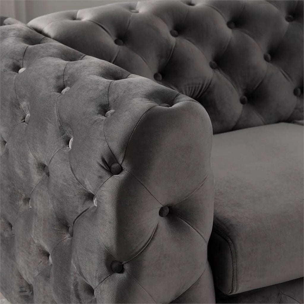 Dark Gray Fabric Tufted Chair I8107