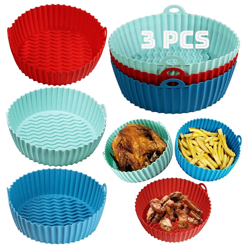 Silicone Air Fryer Liners 8.5 Inch Round 3 Pack Reusable D916977