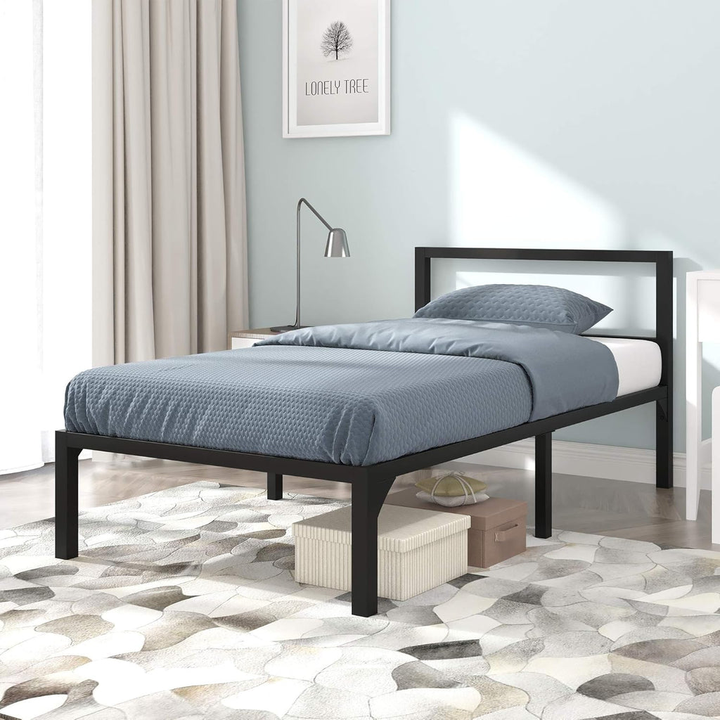 Black Twin Size Metal Bed Frame with Headboard F927