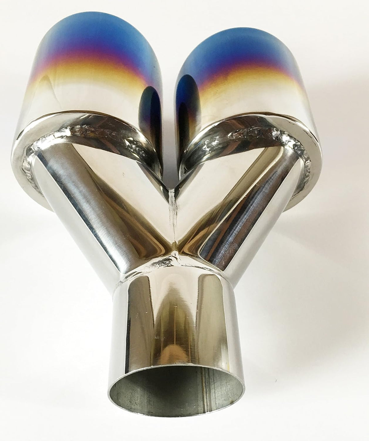 2.25" Inlet 3.00" X 2.5" Outlet 9.50" long Dual Round Staggered Slant Stainless Steel Blue Flame Exhaust Tip E225437