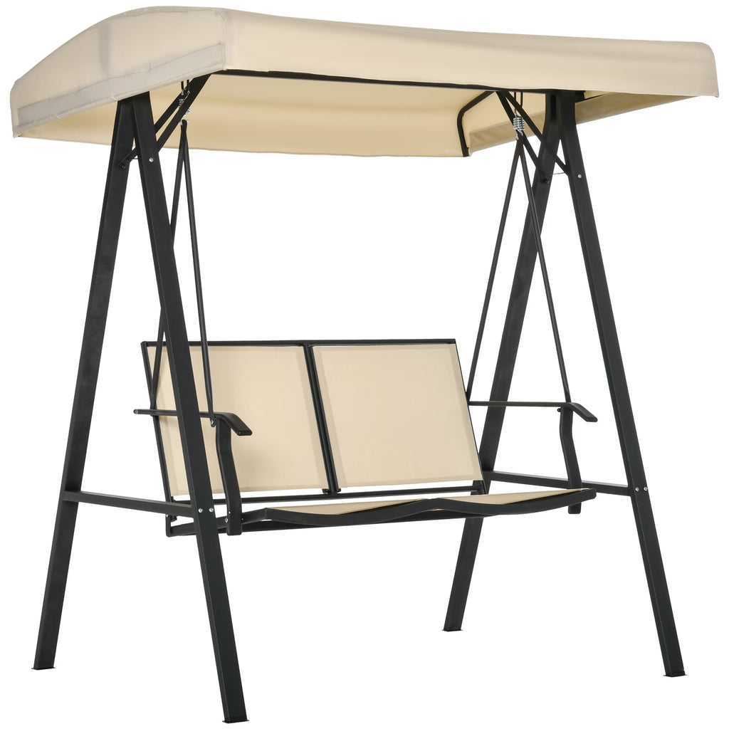 Beige 2-Person Patio Swing with Canopy S360809