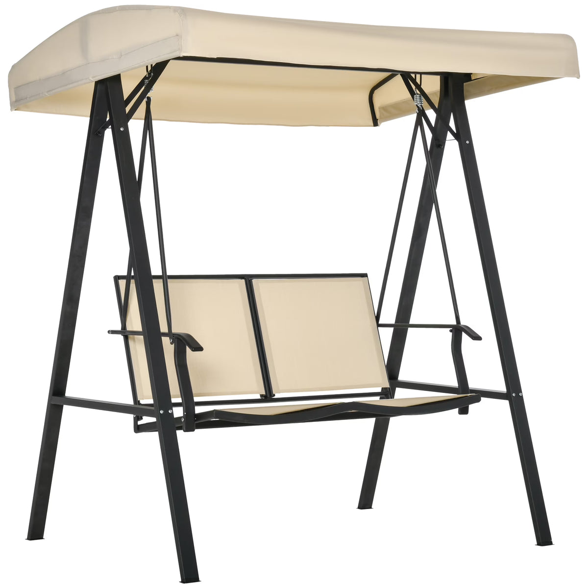 Beige 2-Person Patio Swing with Canopy S360809