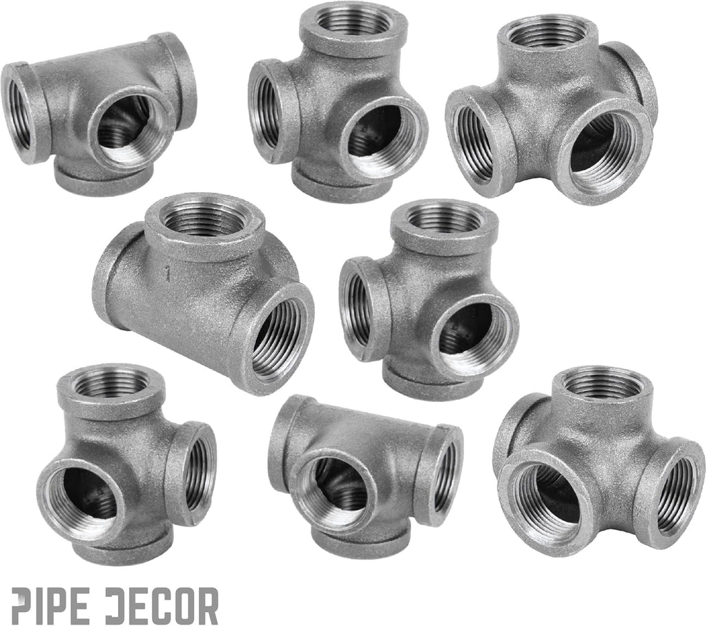 3/8 Inch Side Outlet Tee Malleable Cast Iron Industrial Fitting (8 Pack) S5902