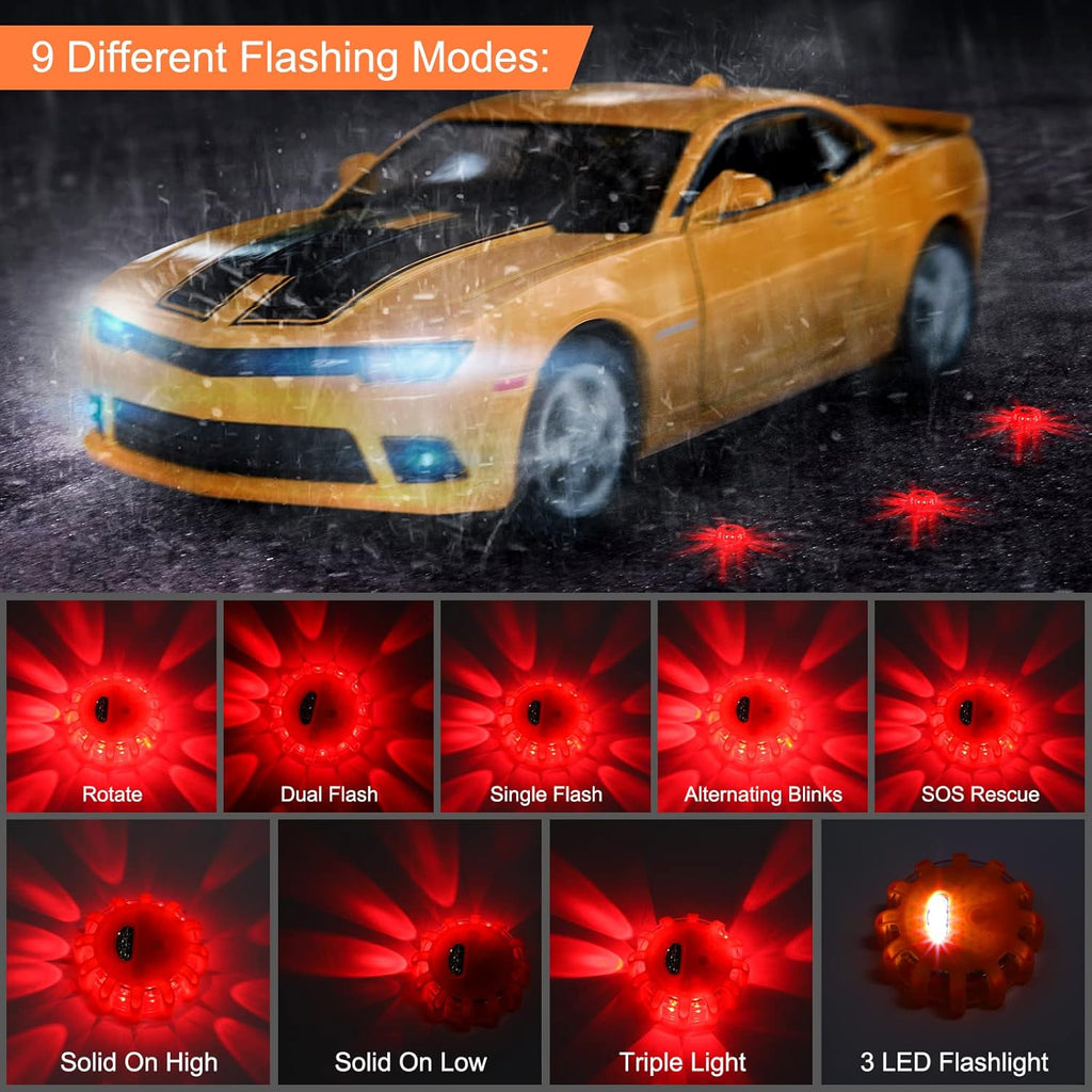 12 Pack LED Road Safety Flashing Warning Kit F8030