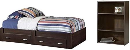 2 Piece Bedroom Set with Platform Bed and Bookcase W2574