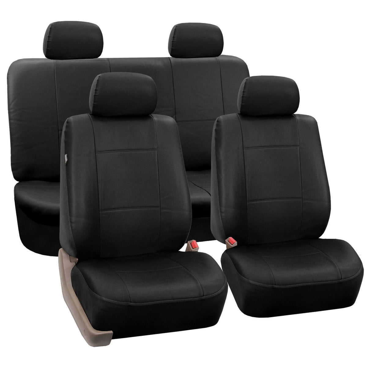 Black Faux Leather Full Set Seat Covers L79257