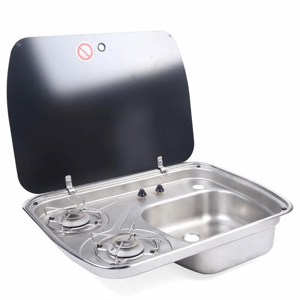 2 Burner LPG Gas Stove Hob Sink Combo Cooktop B220823