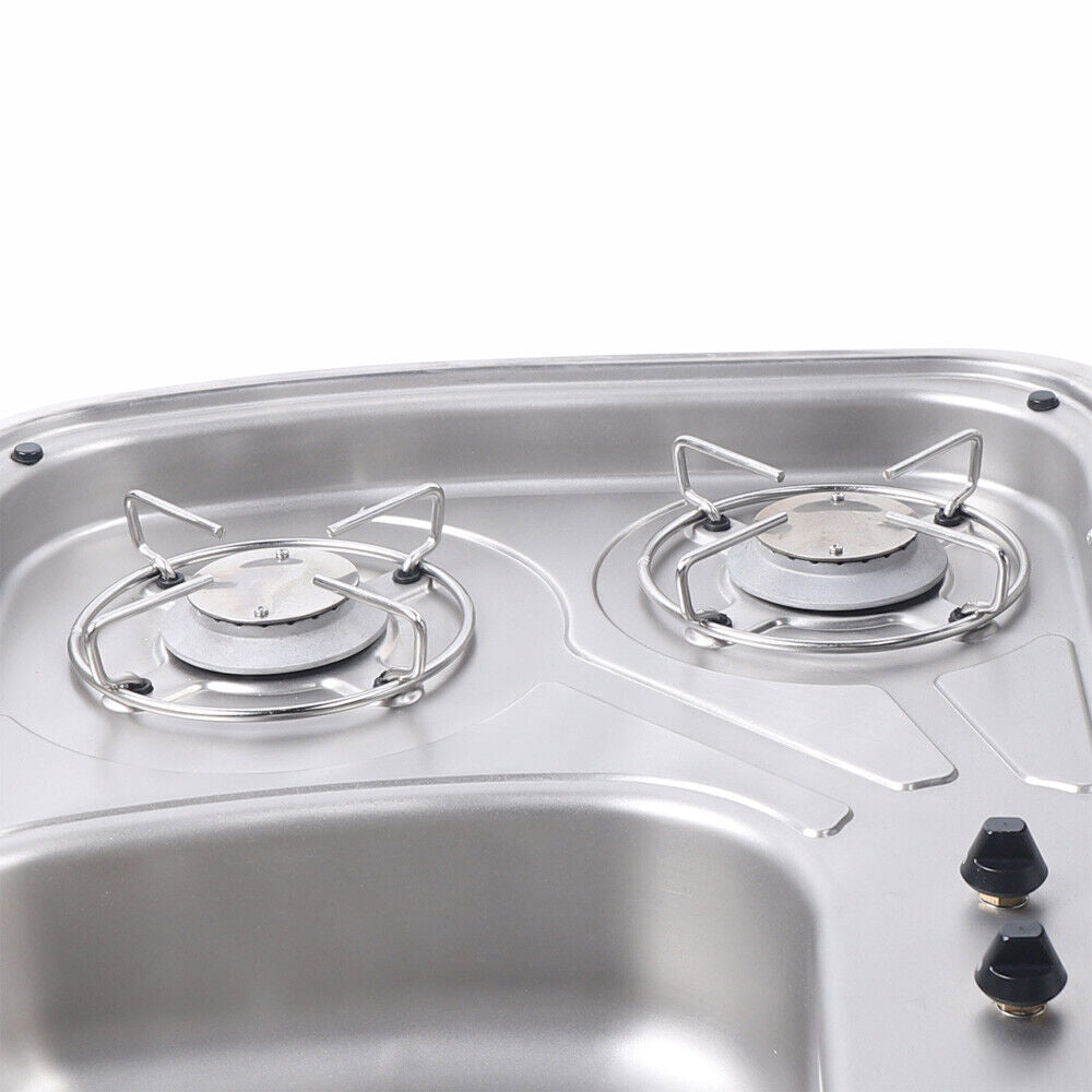 2 Burner LPG Gas Stove Hob Sink Combo Cooktop B220823