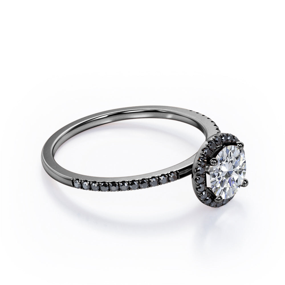 18K Black Gold Plated Silver Moissanite Engagement Ring D337