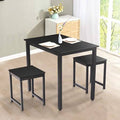 Black 3 Pieces Dining Set with 2 Stools G703621