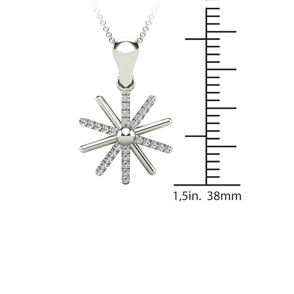 10K White Gold Diamond Starburst Pendant Necklace C793962