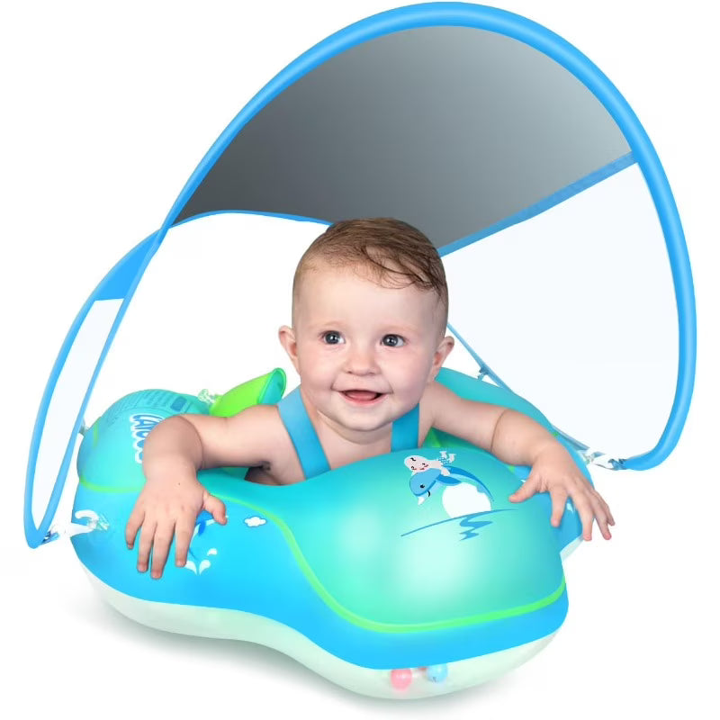 Inflatable Baby Swimming Pool Float Ring with Sun Protection Canopy D449