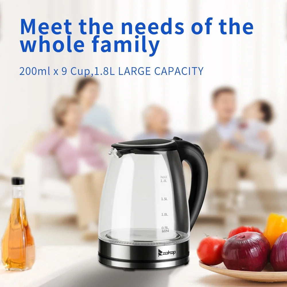 1.8L Glass Electric Kettle with Auto Shut-Off U16494