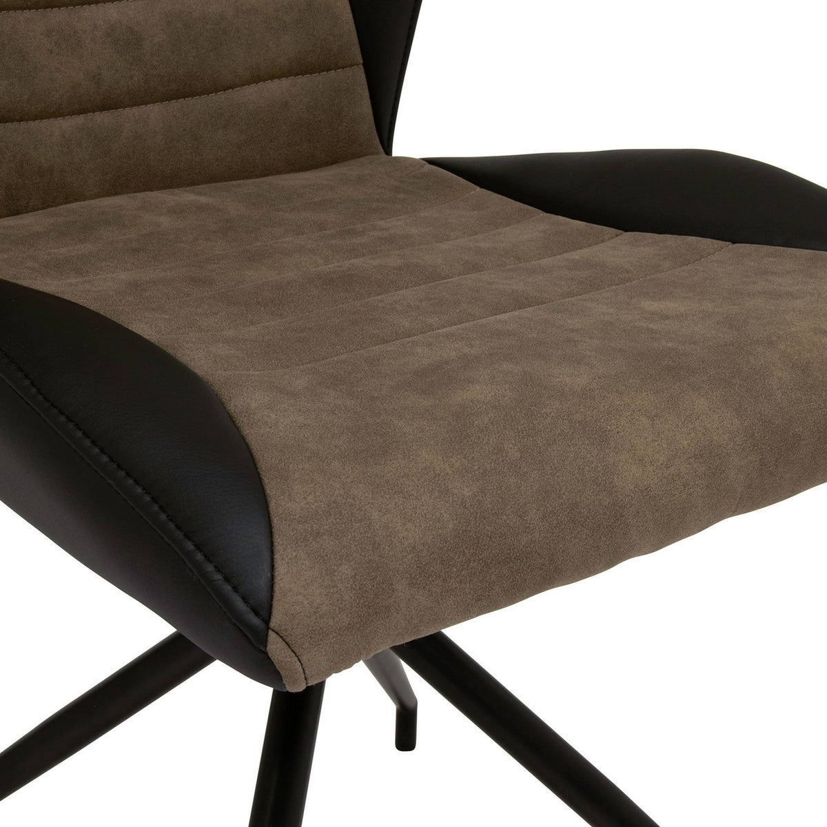 Black Brown Swivel Accent Chair with Metal Base L579497