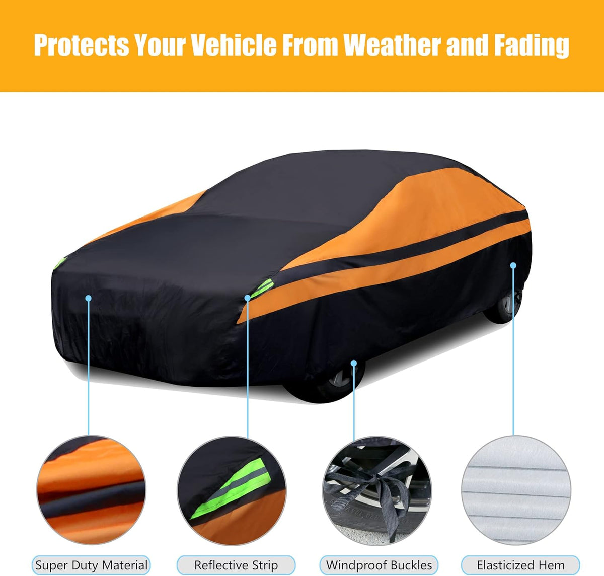 6 Layers Cotton Car Cover for Sedan Up to 177 M J679153