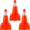 12 Pack 18" Orange Traffic Cones with Reflective Collars PVC Base G792940