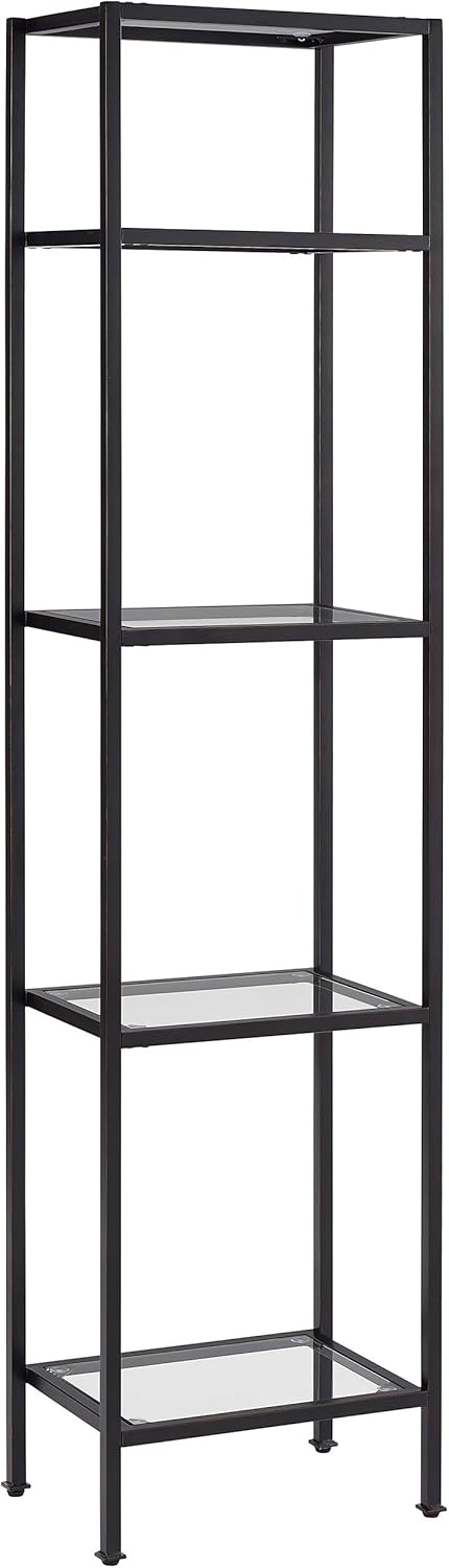 Gold and Glass Narrow Etagere Bookcase L289